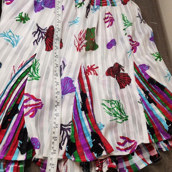 Vintage Mosaic Ruffled Mini Dress Womens XS Summer Beach Coastal Vacation - Picture 12 of 16